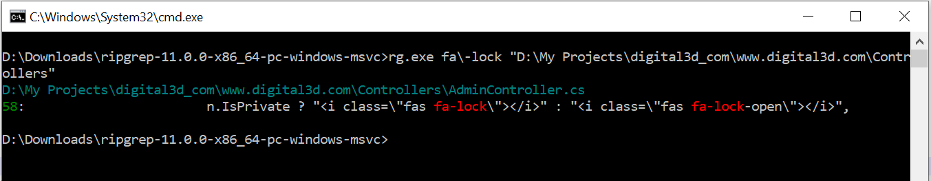 Command Line ripgrep